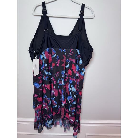 Bloomchic Swim Dress Women's Plus Size 28 (5x) Cross Over Front Hanky Hem NWT - Picture 7 of 9